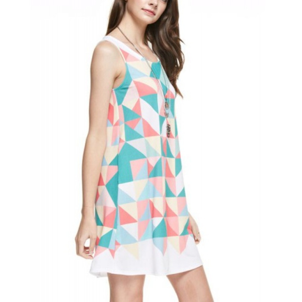 Multi Print Sleeveless A-line Dress